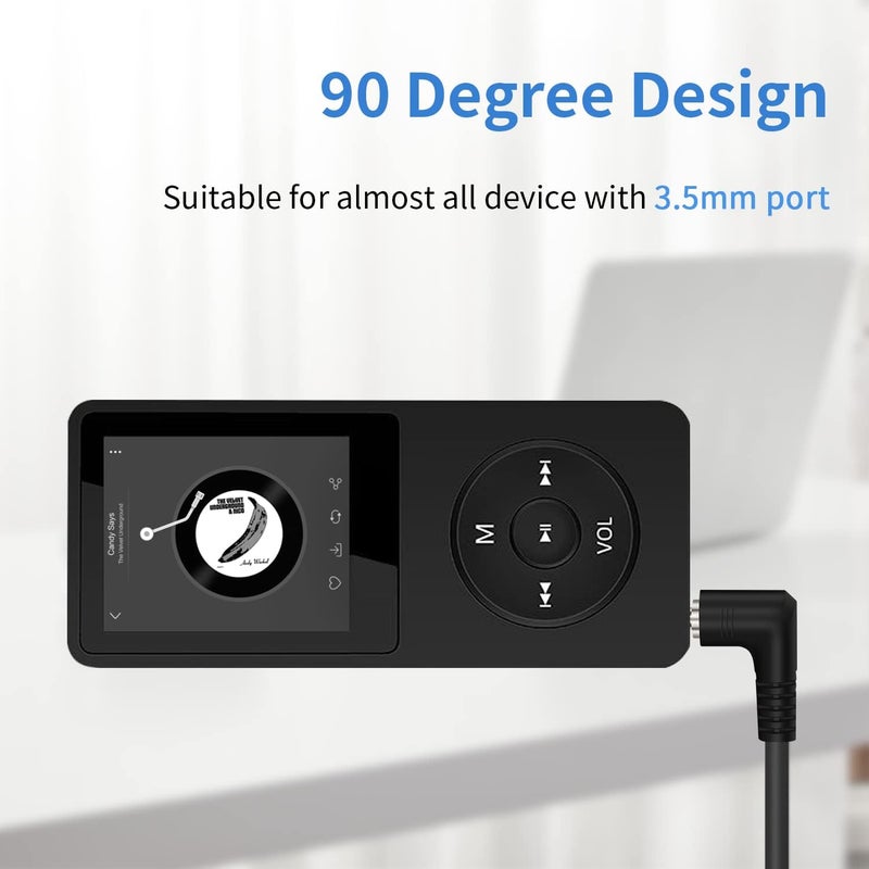 Duttek Right Angled 90 Degree 3-Pole 3.5mm DC Male AUX Audio Jack to Mini USB Male Microphone Adapter Cable-0.3m/Black - Image 3